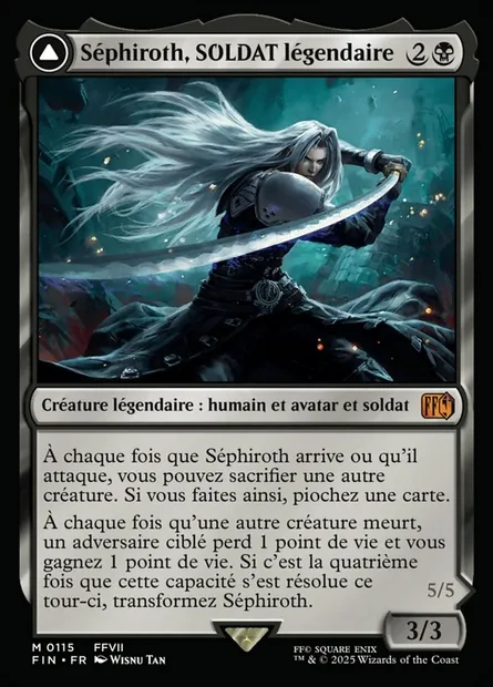 Sephiroth, Fabled SOLDIER // Sephiroth, One-Winged Angel, carte Magic FIN 115 — extension Final Fantasy