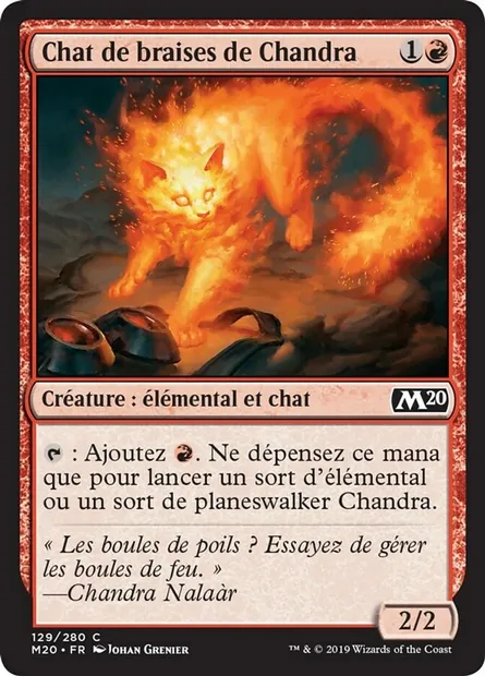 Chat de braises de Chandra, carte Magic M20 129 — extension Core Set 2020