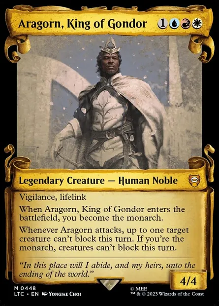 Aragorn, roi du Gondor, carte Magic LTC 448 — extension Tales of Middle-earth Commander