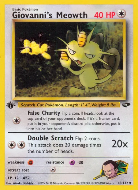 Giovanni's Meowth, carte Pokémon GC 43 — extension Gym Challenge