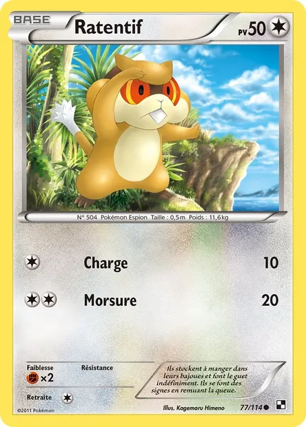 Ratentif, carte Pokémon BLW 77 — extension Noir & Blanc