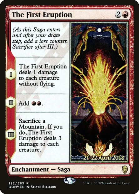 La première éruption, carte Magic PDOM 122s — extension Dominaria Promos