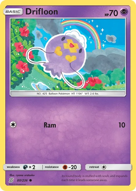 Drifloon, Pokémon card UNM 80 — Unified Minds set