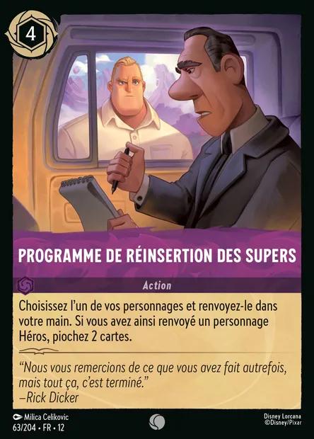 Programme de réinsertion des Supers, carte Disney Lorcana CH12-063 — extension Contrées Inconnues