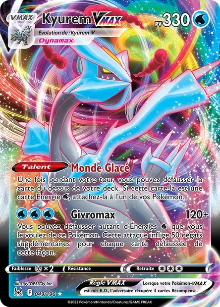 Kyurem VMAX, carte Pokémon LOR 049 — extension Origine Perdue