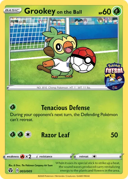 Grookey on the Ball, Pokémon card FUT20 3 — Pokémon Futsal 2020 set