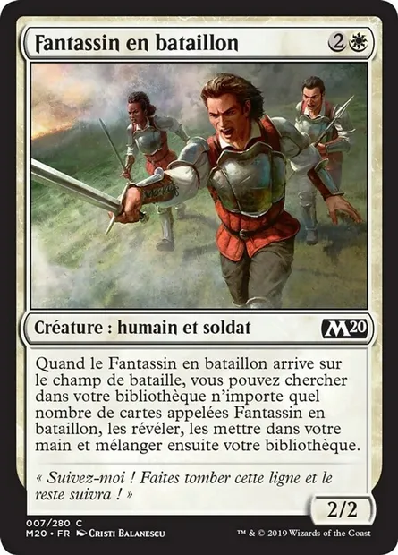 Fantassin en bataillon, carte Magic M20 7 — extension Core Set 2020