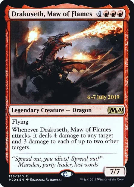 Drakuseth, Maw of Flames, Magic card PM20 136s — Core Set 2020 Promos set