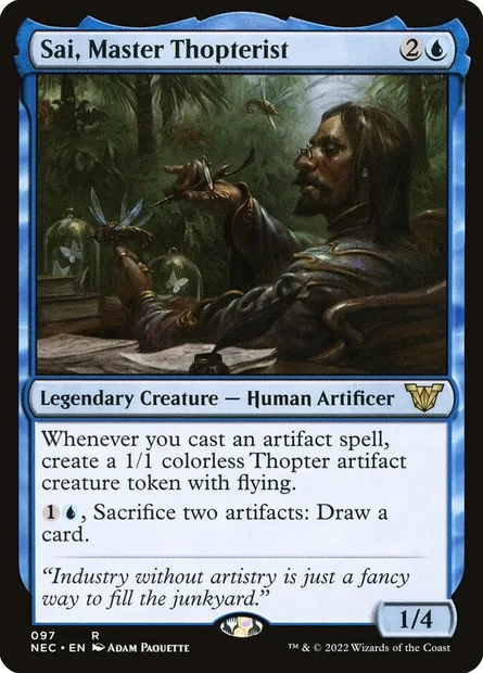 Sai, Master Thopterist, Magic card NEC 97 — Neon Dynasty Commander set