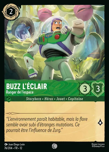 Buzz l'Éclair - Ranger de l'espace, carte Disney Lorcana CH12-076 — extension Contrées Inconnues