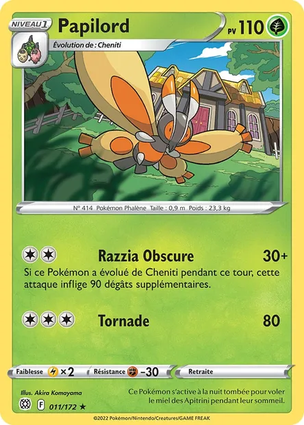Papilord, carte Pokémon BRS 011 — extension Stars Étincelantes