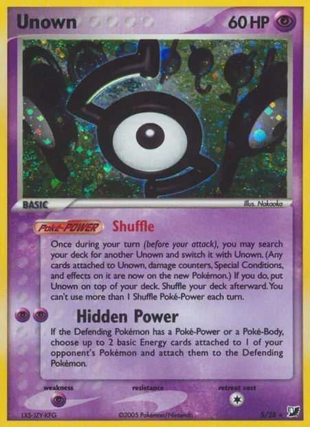 Unown, Pokémon card EXU S — Unseen Forces Unown Collection set