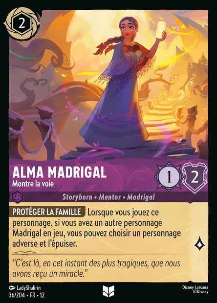 Alma Madrigal - Montre la voie, carte Disney Lorcana CH12-036 — extension Contrées Inconnues
