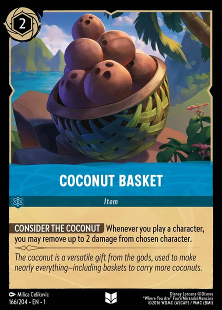 Coconut Basket, Disney Lorcana card CH1-166 — The First Chapter set