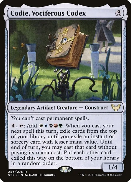 Codie, Vociferous Codex, Magic card STX 253 — Strixhaven: School of Mages set