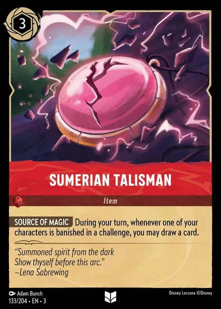Sumerian Talisman, Disney Lorcana card CH3-133 — Into the Inklands set