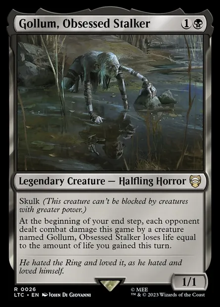 Gollum, Obsessed Stalker, Magic card LTC 26 — Tales of Middle-earth Commander set