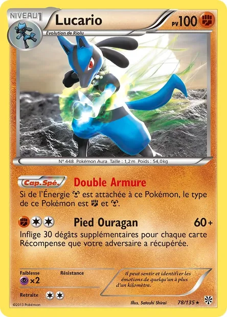 Lucario, carte Pokémon PLS 78 — extension Tempète Plasma