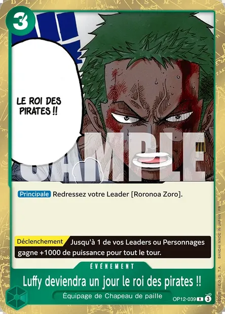 Luffy deviendra un jour le roi des pirates !!, carte One Piece OP12-039 — extension L'HÉRITAGE DU MAÎTRE