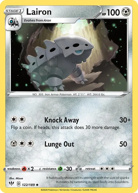 Lairon, Pokémon card DAA 122 — Darkness Ablaze set