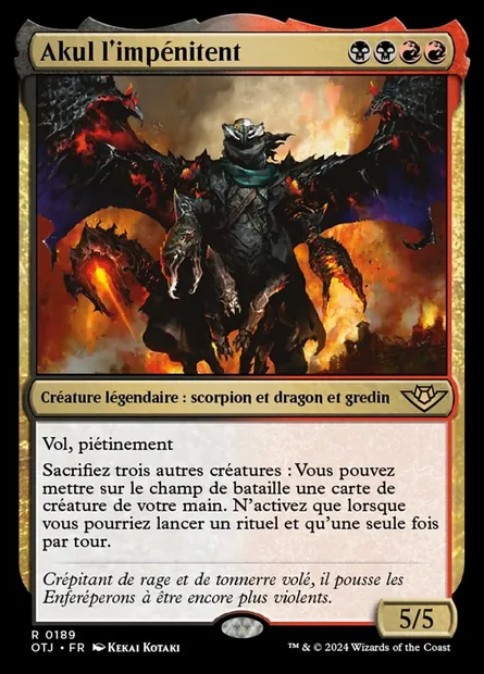 Akul l'impénitent, carte Magic OTJ 189 — extension Outlaws of Thunder Junction