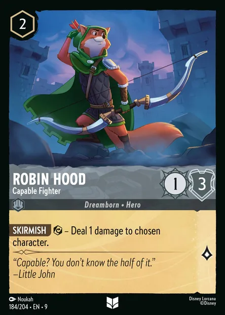 Robin Hood - Capable Fighter, Disney Lorcana card CH9-184 — Fabled set