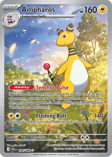 Ampharos, Pokémon card CRI 090 — Chaos Rising set