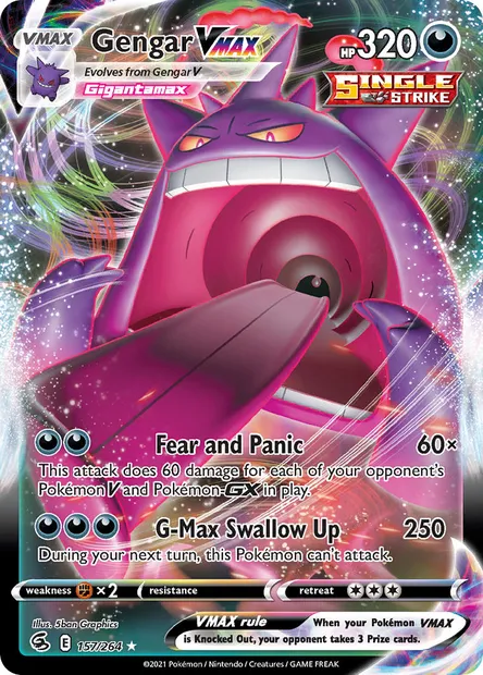 Gengar VMAX, Pokémon card FST 157 — Fusion Strike set