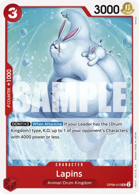 Lapins, carte One Piece OP08-012 — extension TWO LEGENDS