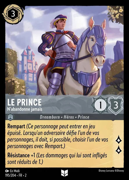 Le Prince - N'abandonne jamais, carte Disney Lorcana CH2-195 — extension L'Ascension des Floodborn