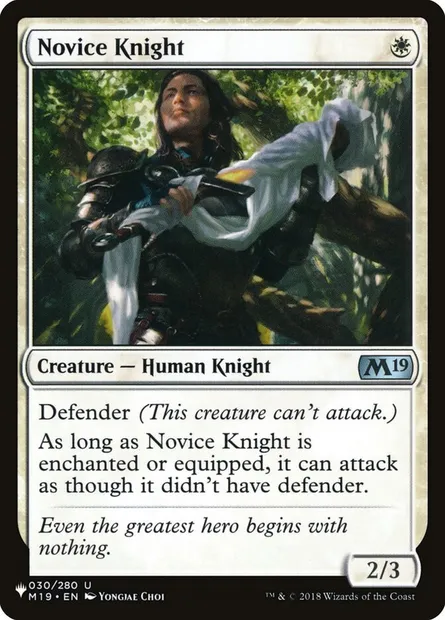 Novice Knight, Magic card PLST M19-30 — The List set