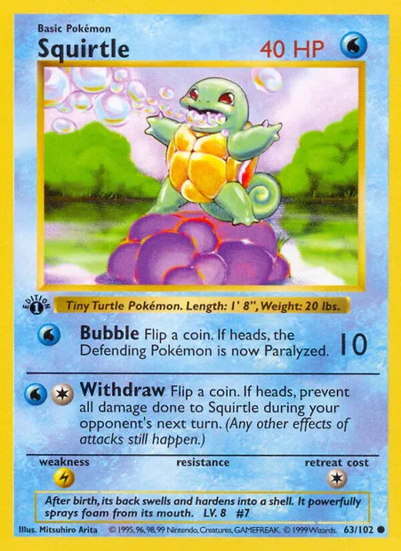 Squirtle, Pokémon card BS 63 — Base Set set