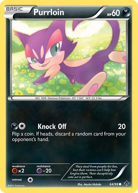 Purrloin, Pokémon card EPO 64 — Emerging Powers set