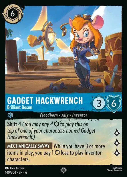 Gadget Hackwrench - Brilliant Bosun, Disney Lorcana card CH6-140 — Azurite Sea set