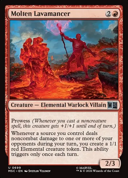 Molten Lavamancer, Magic card MSC 699 — Marvel Super Heroes Commander set