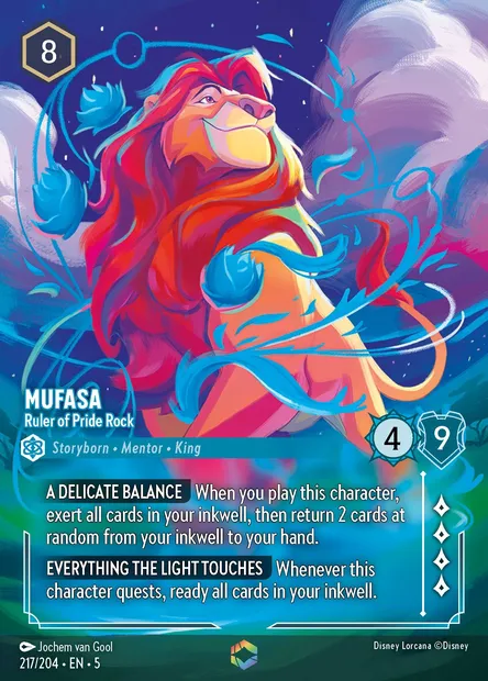 Mufasa - Ruler of Pride Rock, Disney Lorcana card CH5-217 — Shimmering Skies set