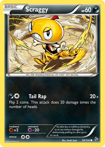 Scraggy, Pokémon card FLF 58 — Flashfire set