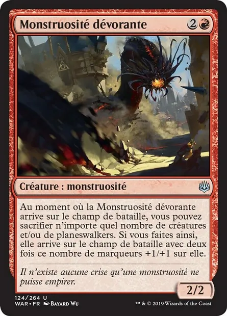 Monstruosité dévorante, carte Magic WAR 124 — extension La guerre des Planeswalkers