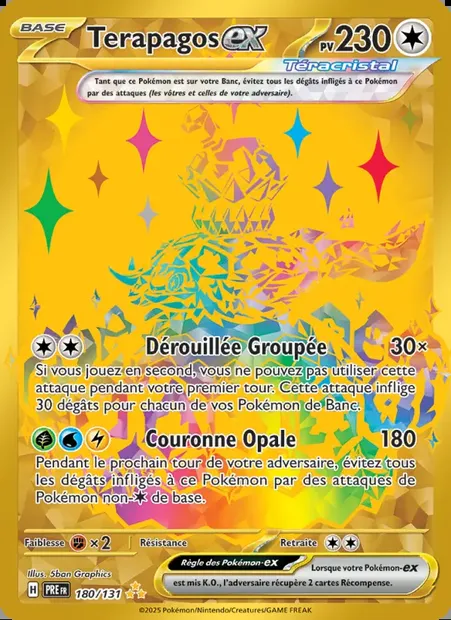 Terapagos-ex, carte Pokémon PRE 180 — extension Évolutions Prismatiques