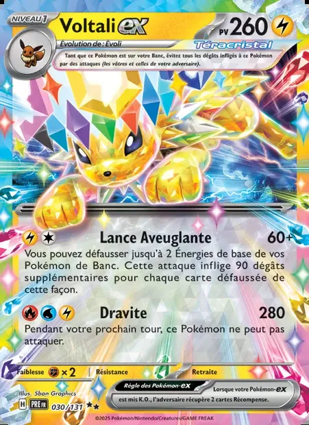 Voltali-ex, carte Pokémon PRE 030 — extension Évolutions Prismatiques