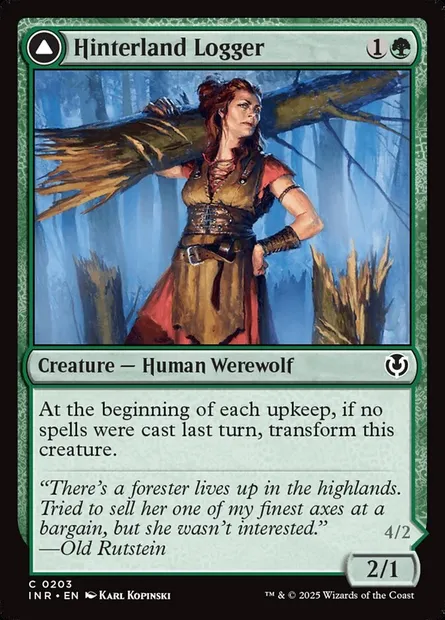Hinterland Logger // Timber Shredder, Magic card INR 203 — Innistrad Remastered set