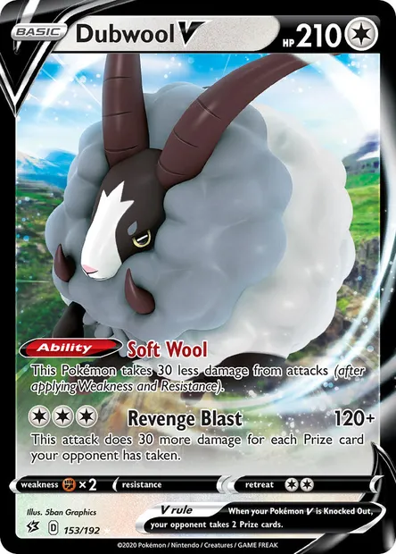 Dubwool V, Pokémon card RCL 153 — Rebel Clash set