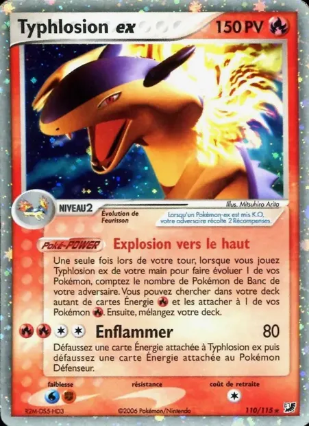 Typhlosion ex, carte Pokémon UF 110 — extension EX Forces Cachées