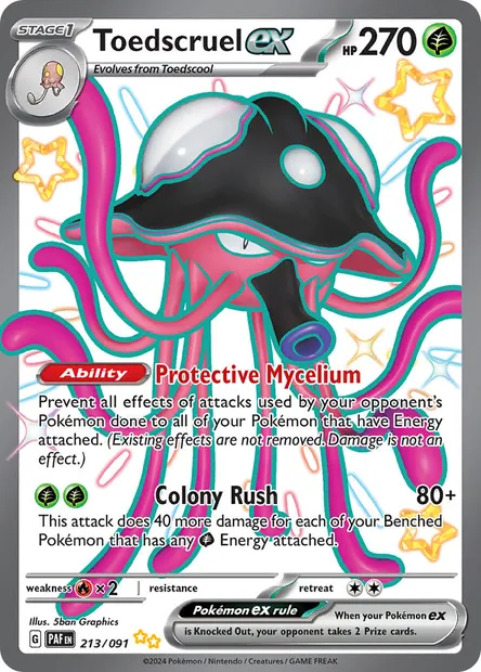 Toedscruel ex, Pokémon card PAF 213 — Paldean Fates set