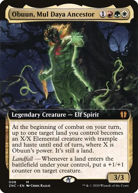 Obuun, Mul Daya Ancestor, Magic card ZNC 8 — Zendikar Rising Commander set