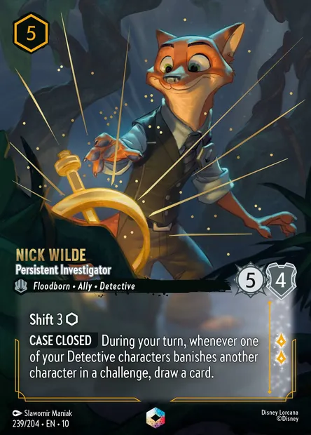 Nick Wilde - Persistent Investigator, Disney Lorcana card CH10-239 — Whispers in the Well set