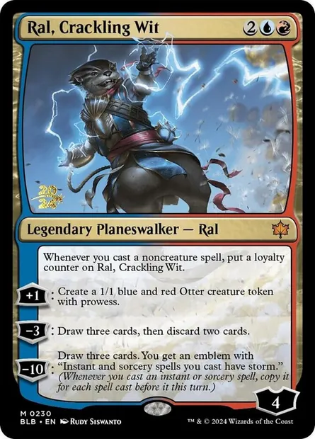 Ral, Crackling Wit, Magic card PBLB 230s — Bloomburrow Promos set