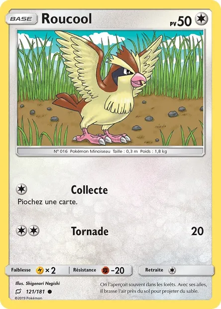 Roucool, carte Pokémon TEU 121 — extension Duo de Choc
