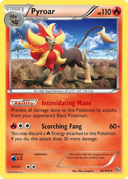 Pyroar, Pokémon card FLF 20 — Flashfire set