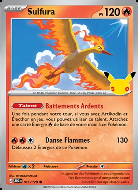 Sulfura, carte Pokémon 30C 011 — extension 30ᵉ Anniversaire